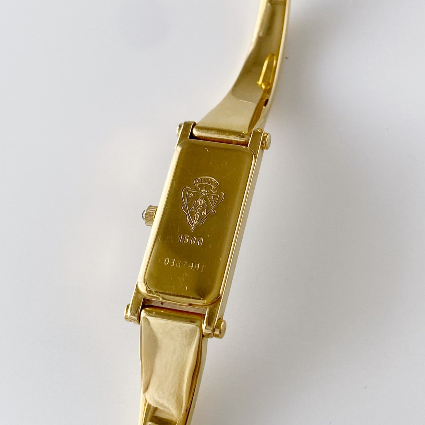 Gucci 1990s Gold Dial Gold Plated Bangle Watch