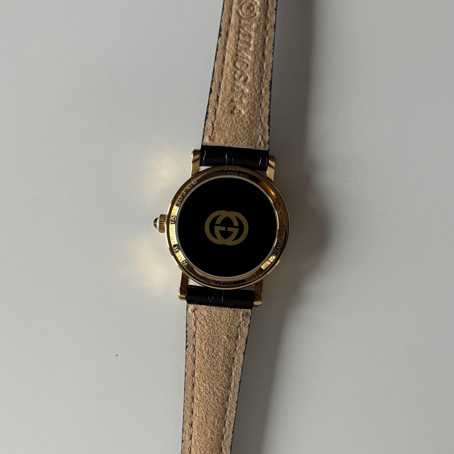 Gucci 1990s Date Round Dial Gold Plated Watch