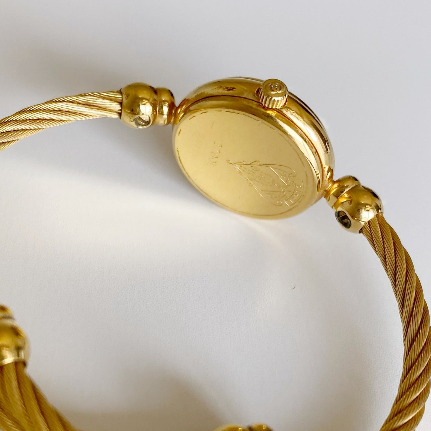 Gucci 1990s Blue Dial Gold Plated Bangle Watch