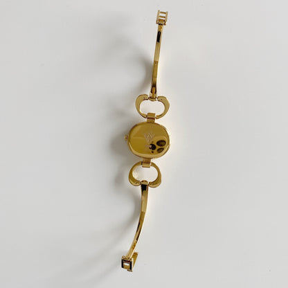 Gucci 1990s Seashell Dial Gold Plated Bangle Watch