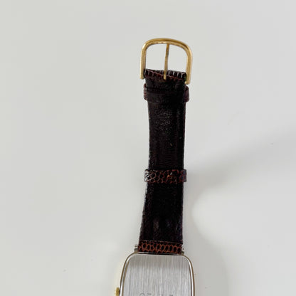 Celine 1980s Rectangular Dial Two Tone Watch (Large)