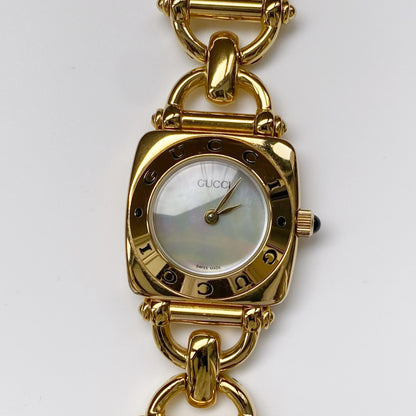 Gucci 1990s Seashell Dial Gold Plated Watch