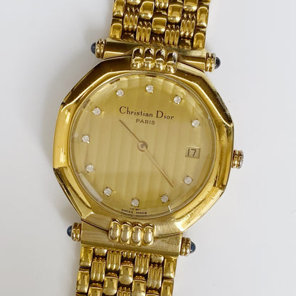 Dior 1990s Octagon Gold Plated Watch