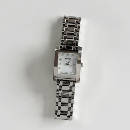Fendi 1990s Seashell Dial Tank Stainless steel Watch
