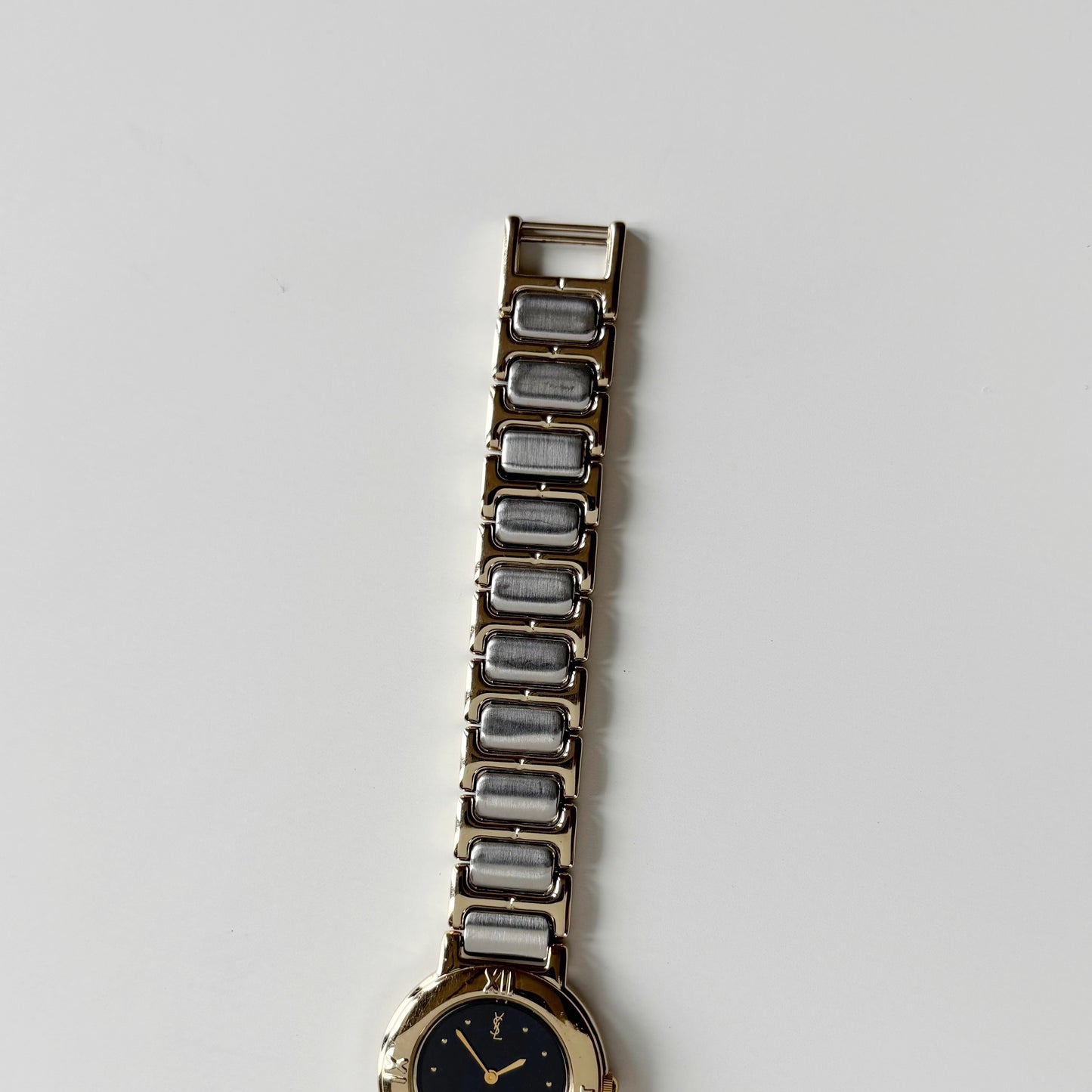 Yves Saint Laurent 1990s Black Dial Two Tone Watch