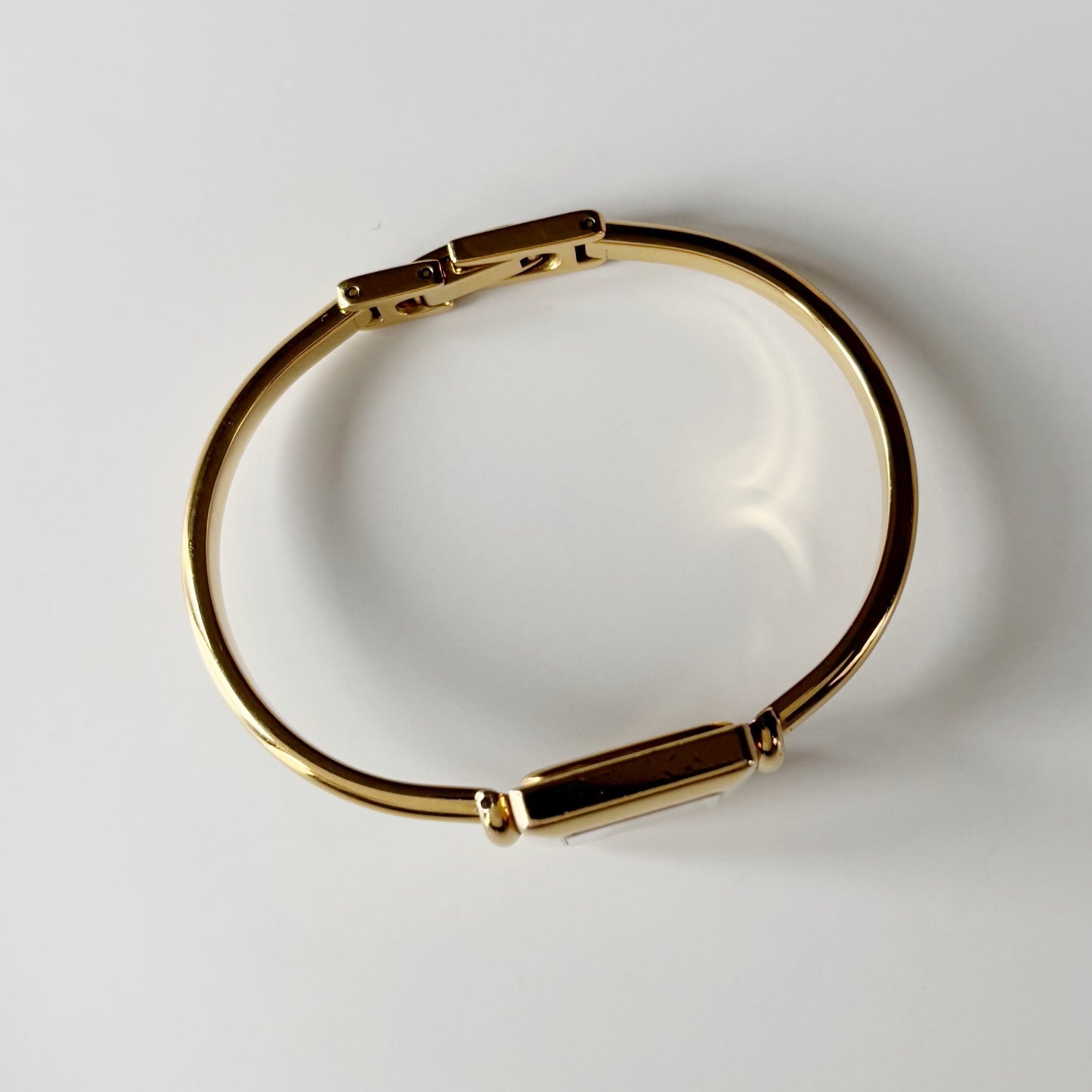 Gucci 1990s Square Dial Gold Plated Bangle Watch