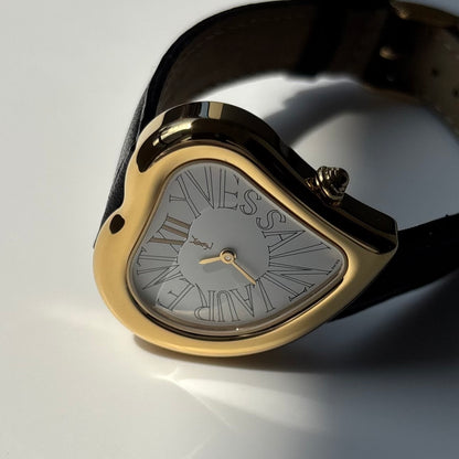 Yves Saint Laurent 1990s Heart Shaped Dial Gold Plated Watch