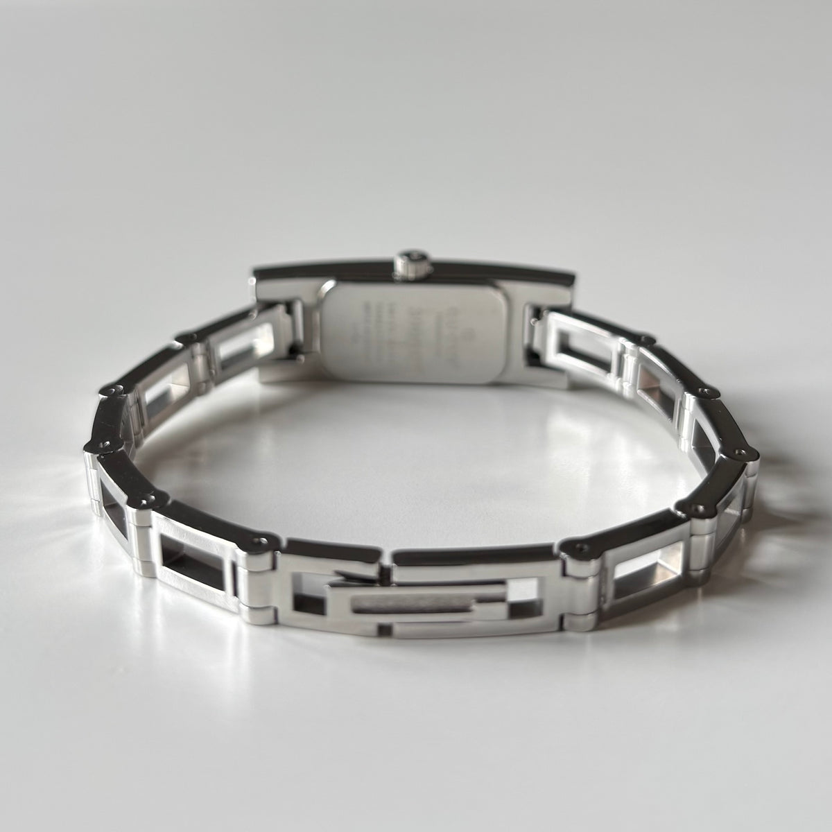 Gucci 1990s Black Dial Rectangular Stainless Steel Watch