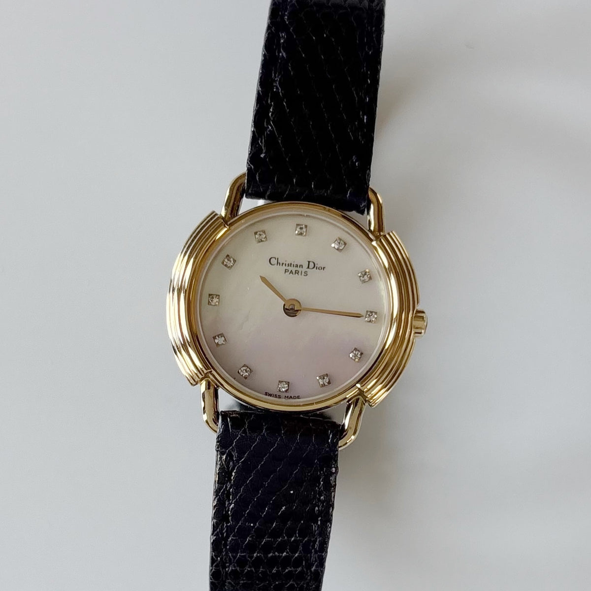 Dior 1990s Seashell Round Dial Gold Plated Watch