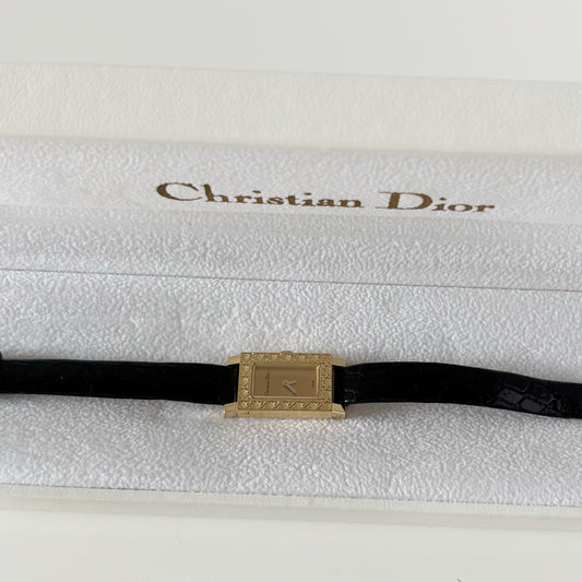 Dior 1990s La Parisienne  18K Solid Gold Case Tank Watch