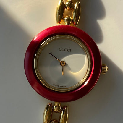 Gucci 1990s Interchangeable Bezel Gold Plated Watch with 6 bezels, case (160mm)
