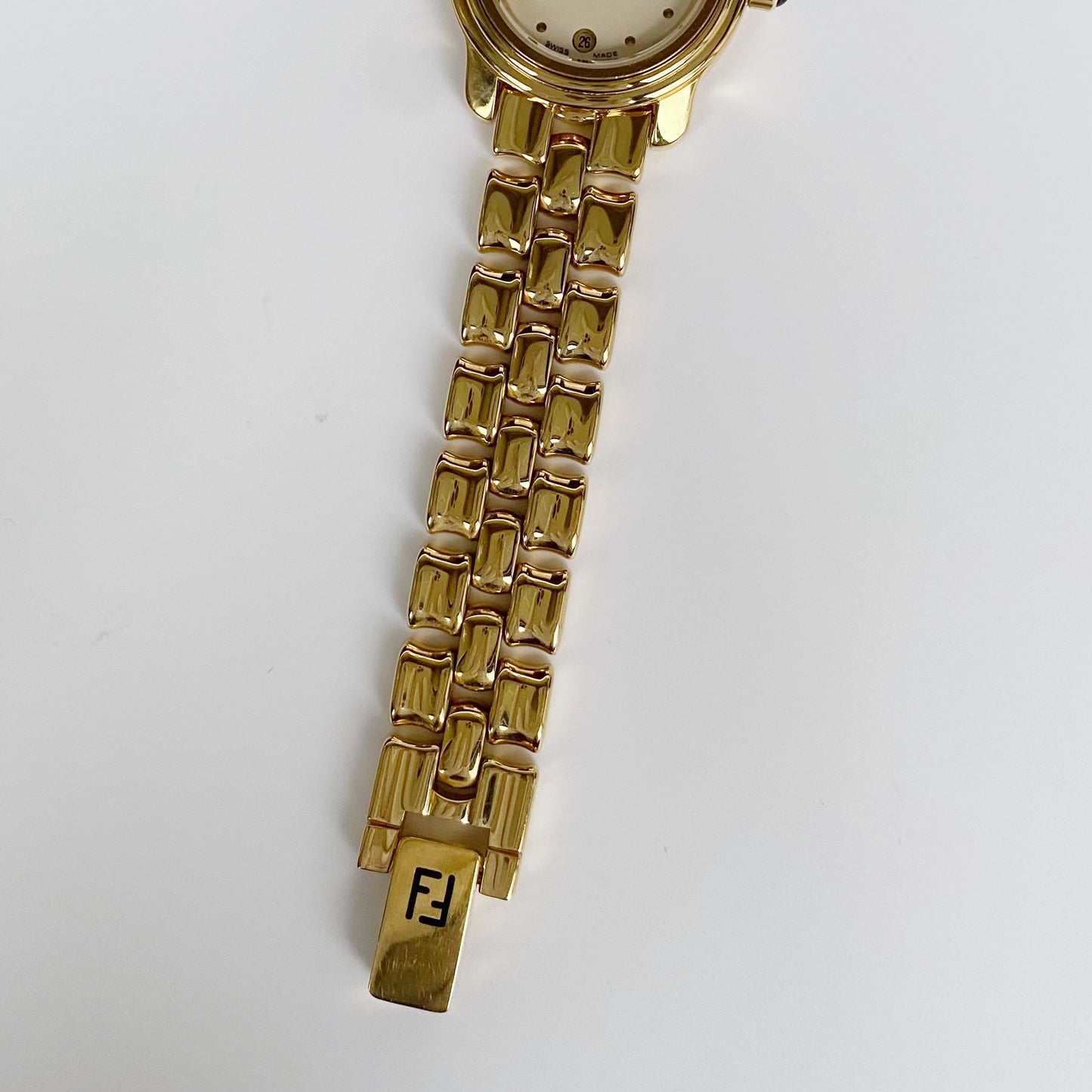 Fendi 1990s Interchangeable Bezel Round Gold Plated Watch with 3 bezels, case