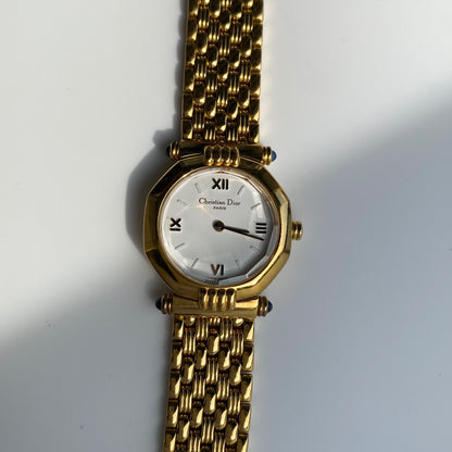 Dior 1990s Octagon Gold Plated Watch