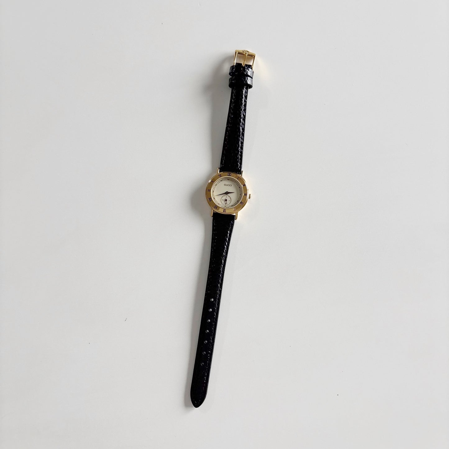 Gucci 1990s Sub second Round Dial Gold Plated Watch