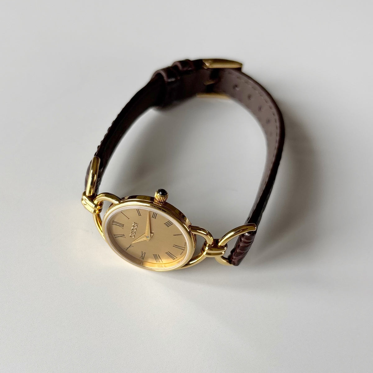Gucci 1990s Gold Dial Horsebit Gold-Plated Watch