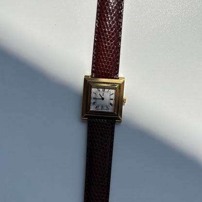 Yves Saint Laurent 1990s Square Dial Gold Plated Watch