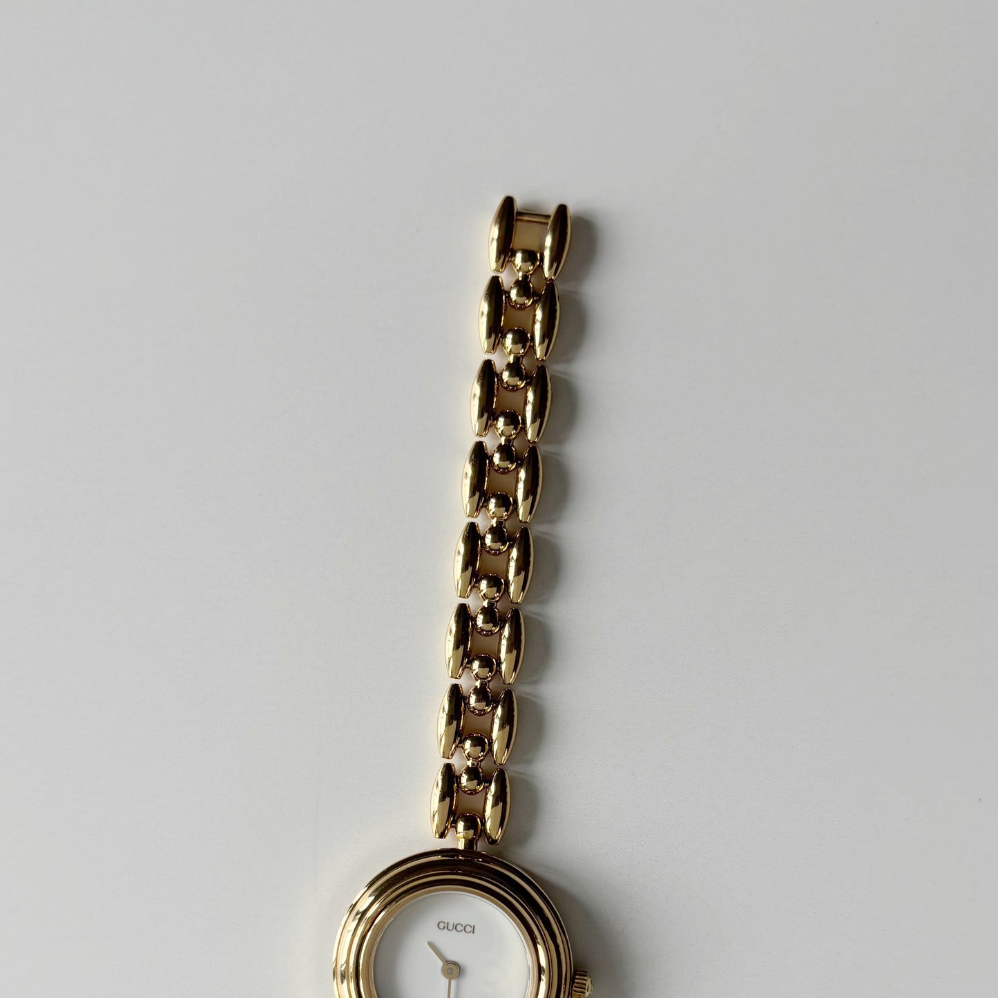 Gucci 1990s Interchangeable Bezel Gold Plated Rice Chain Watch with 6 bezels, case (160mm)