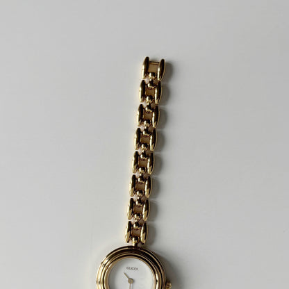 Gucci 1990s Interchangeable Bezel Gold Plated Rice Chain Watch with 6 bezels, case (160mm)