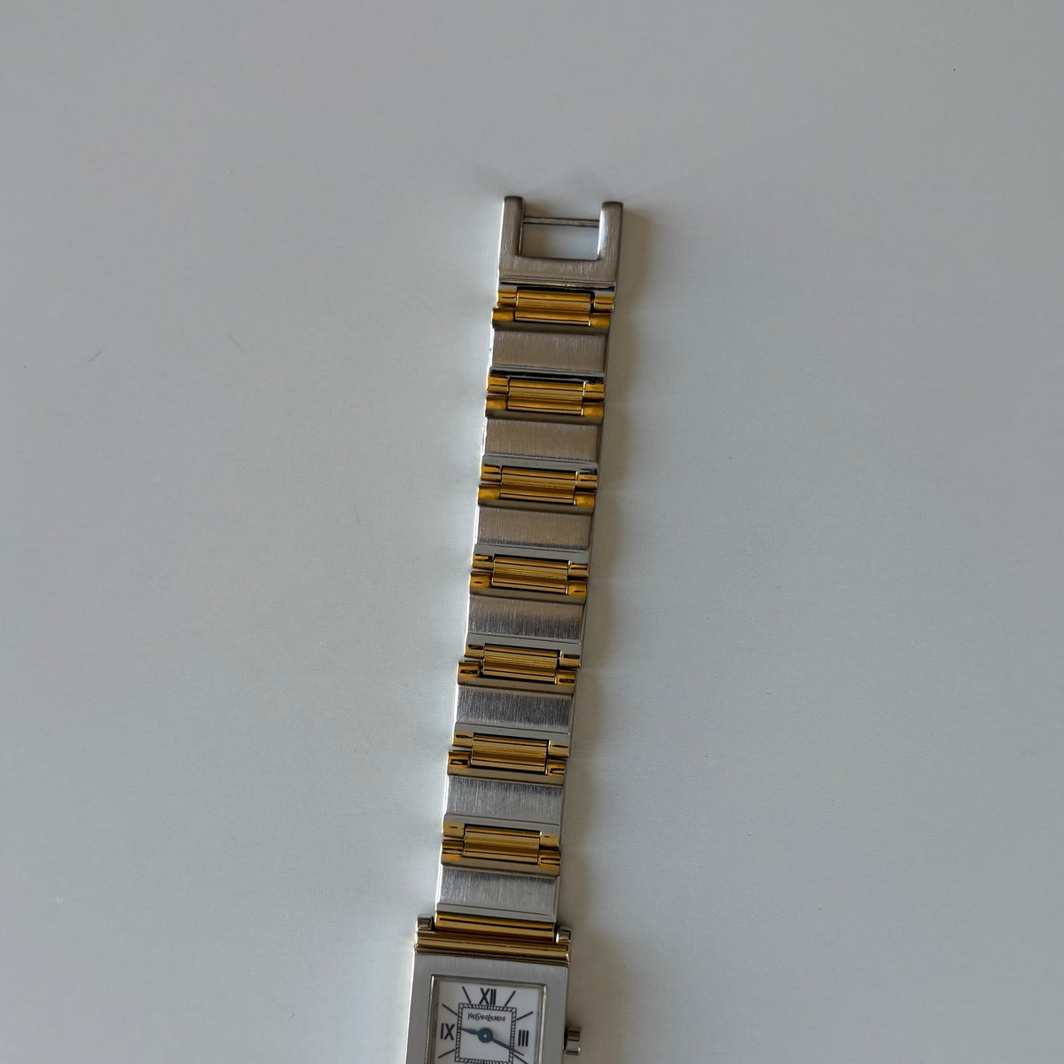 Yves Saint Laurent 1990s Square Dial Two-Tone Gold-Plated Watch
