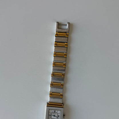 Yves Saint Laurent 1990s Square Dial Two-Tone Gold-Plated Watch