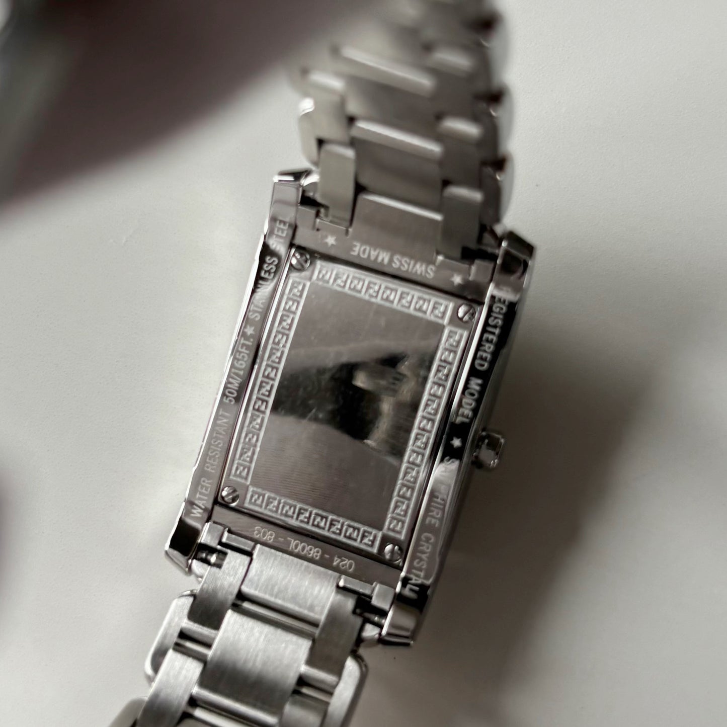 Fendi 1990s Seashell Dial Stainless steel Tank Watch