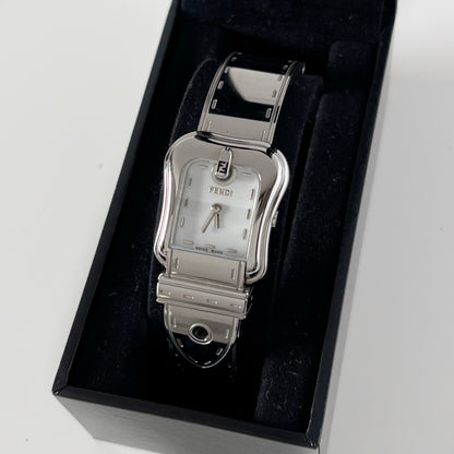 Fendi 1990s Seashell Dial Stainless steel Silver Buckle Watch
