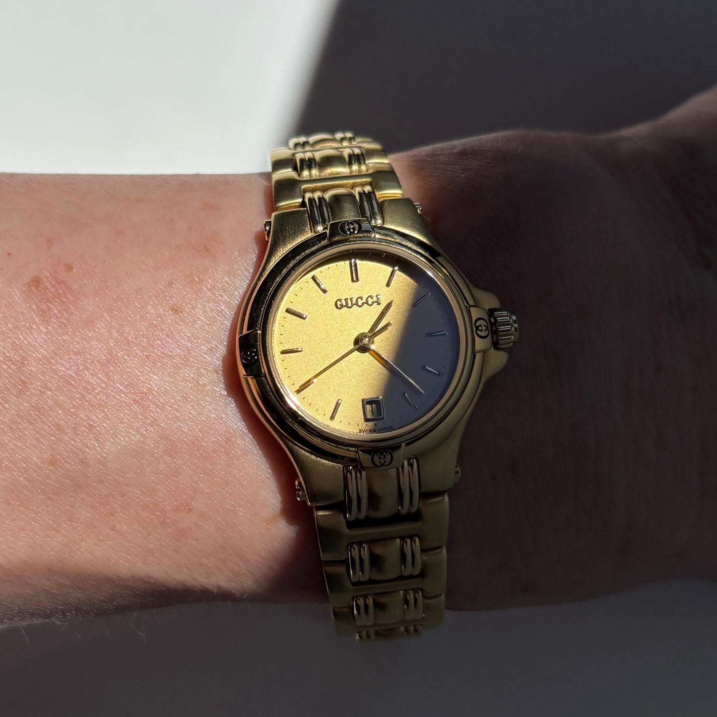 Gucci 1990s Date Gold Plated Watch