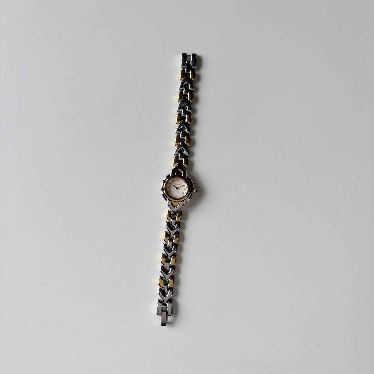Yves Saint Laurent 1990s Round Dial Two Tone Gold Plated Watch
