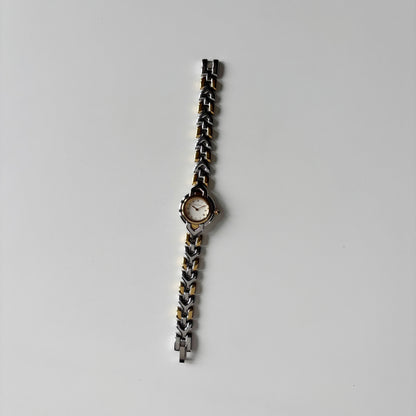 Yves Saint Laurent 1990s Round Dial Two Tone Gold Plated Watch