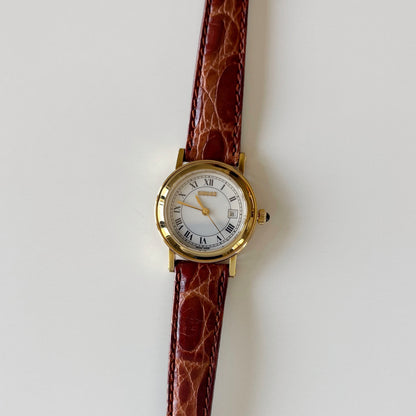 Gucci 1990s Date Round Dial Gold Plated Watch