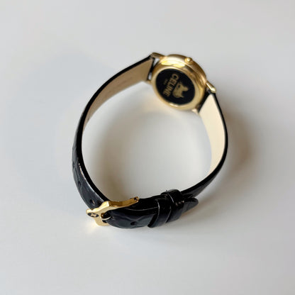 Celine 1990s Round Dial Gold Plated Watch