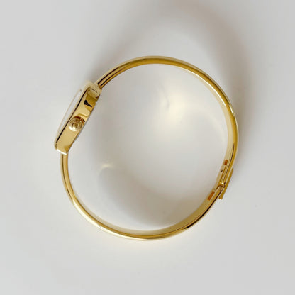 Yves Saint Laurent 1990s Heart Shaped Dial Gold Plated Bangle Watch