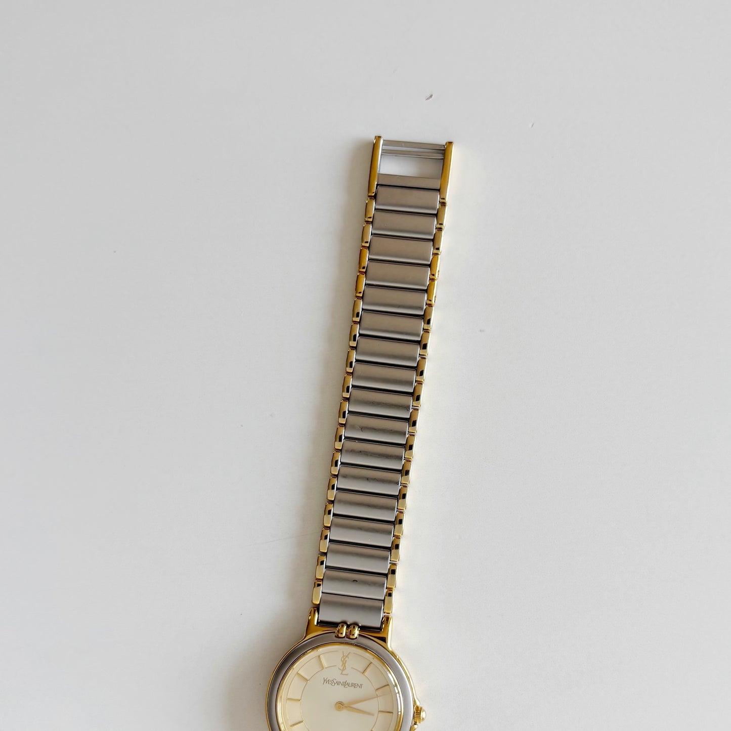 Yves Saint Laurent 1990s Round Dial Two Tone Watch