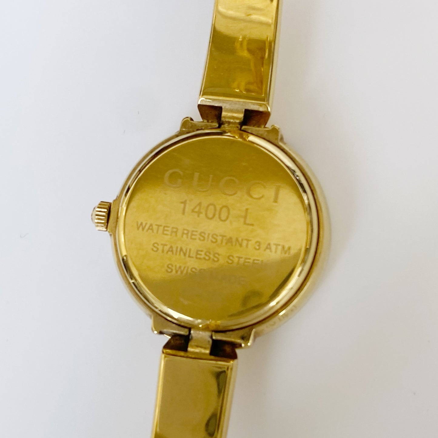 Gucci 1990s Gold Dial Gold Plated Bangle Watch