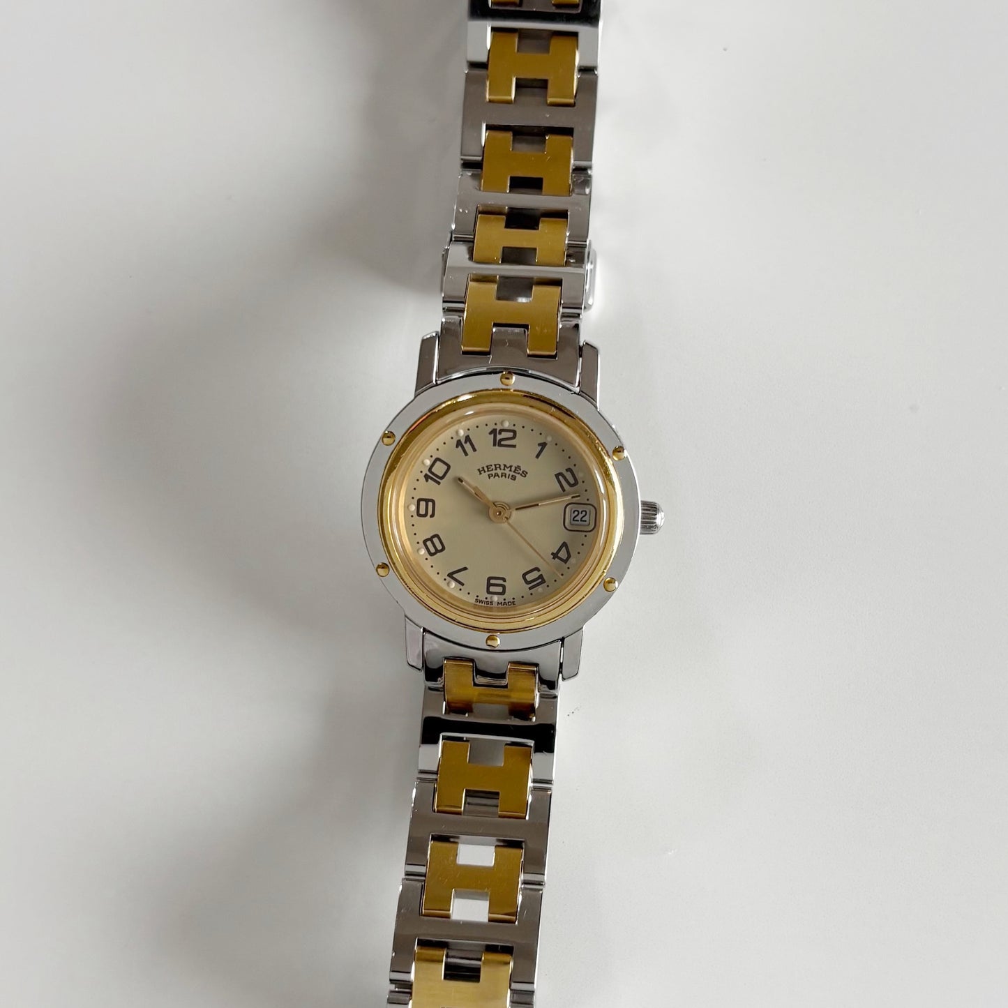 Hermes 1990s Clipper Two Tone Watch