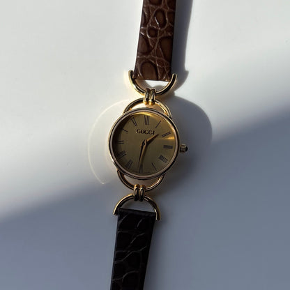 Gucci 1990s Round Dial Gold Plated Watch
