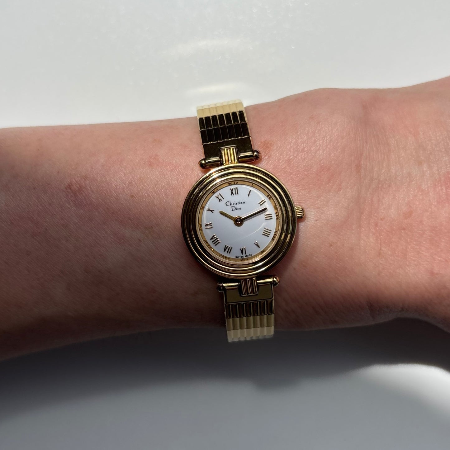 Dior 1990s Round Dial Gold Plated Watch