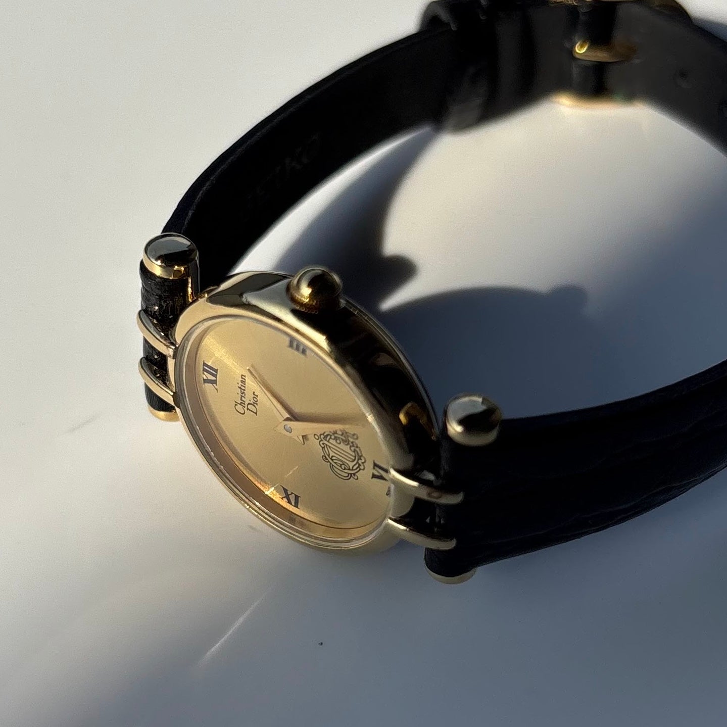 Dior 1990s Round Dial Gold Plated Watch