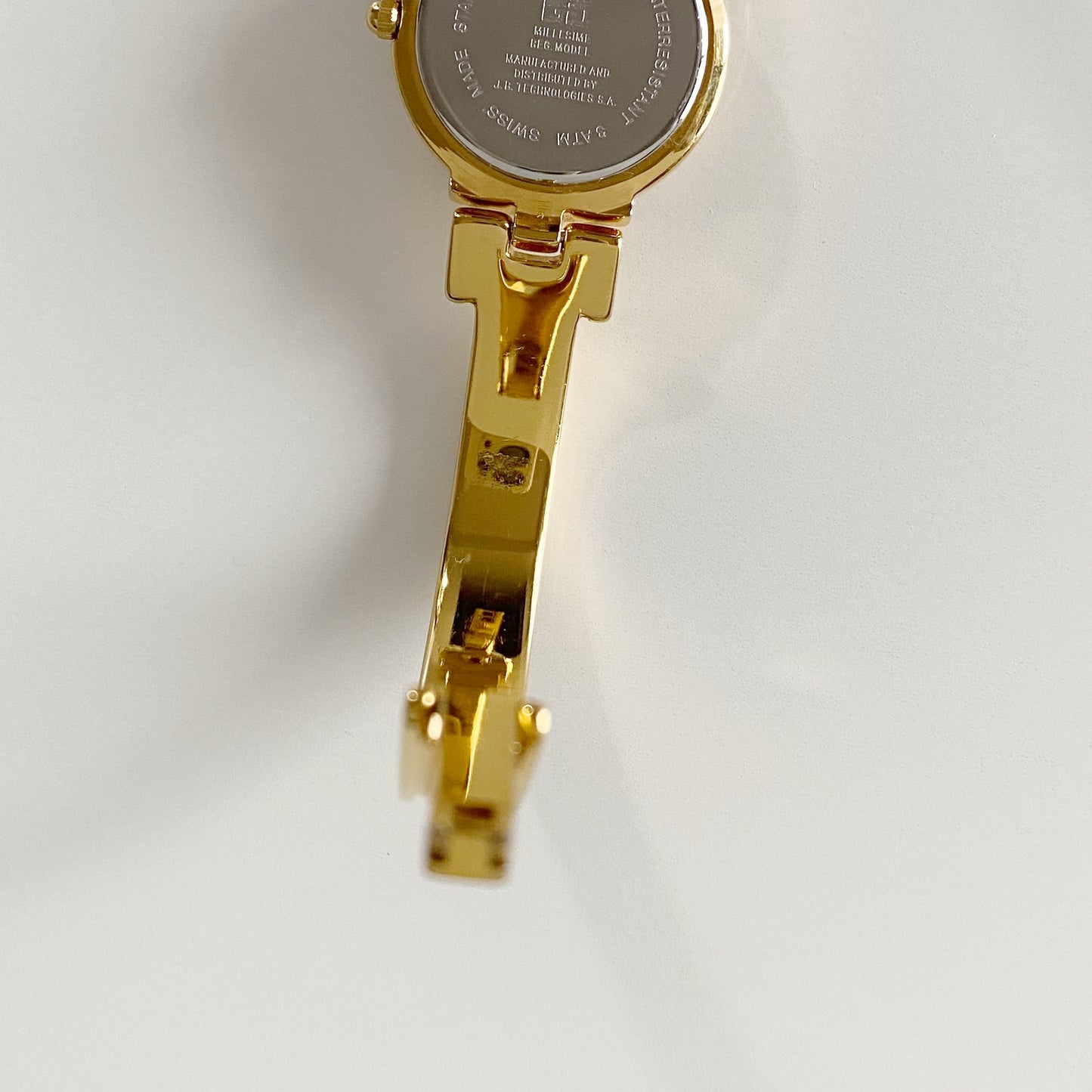 Givenchy 1990s Black Dial Gold Plated Bangle Watch