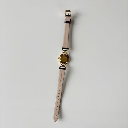 Gucci 1990s Round Dial Horsebit Gold Plated Watch