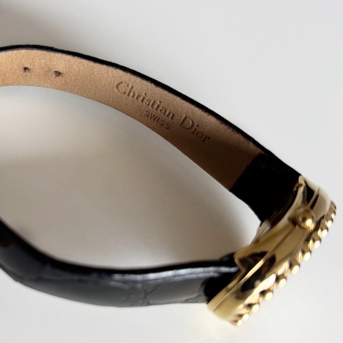 Dior 1990s Baignoire Gold Plated Leather Watch