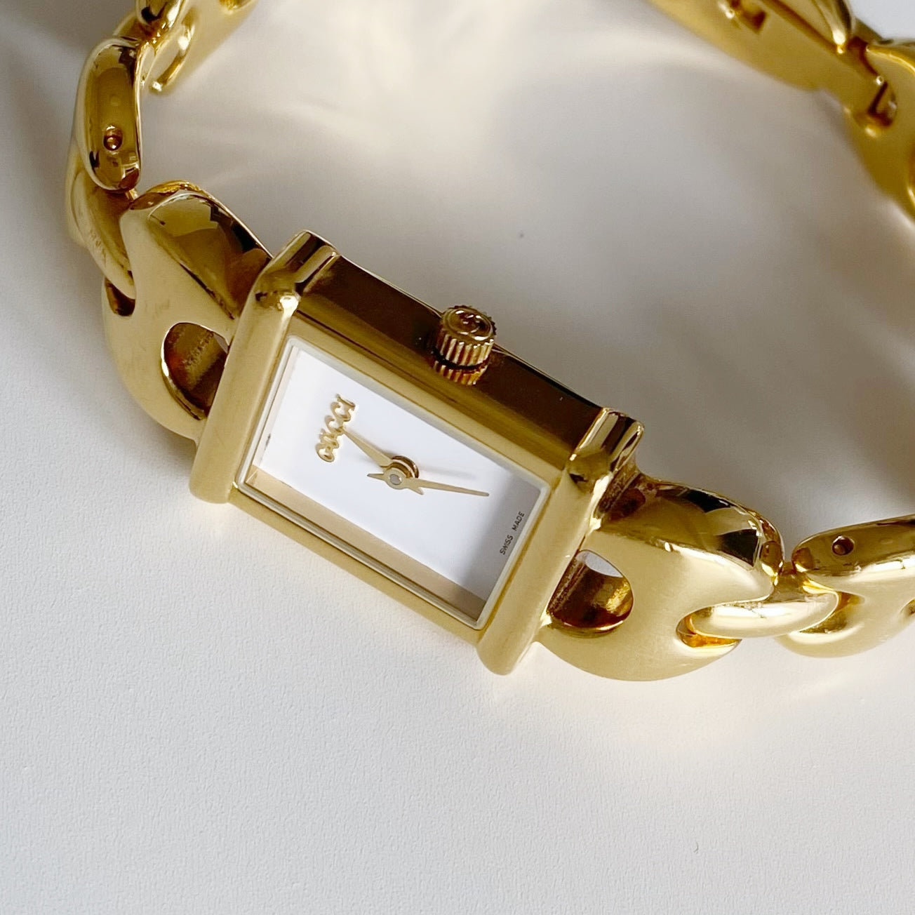 Gucci 1990s Interchangeable Belt Gold Plated Watch with 3 strap, case