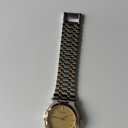 Gucci 1990s Date Round Dial Two Tone Watch (Large)
