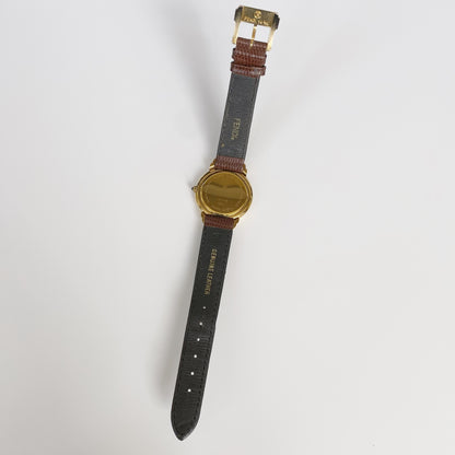 Fendi 1990s Gold Plated Round Watch