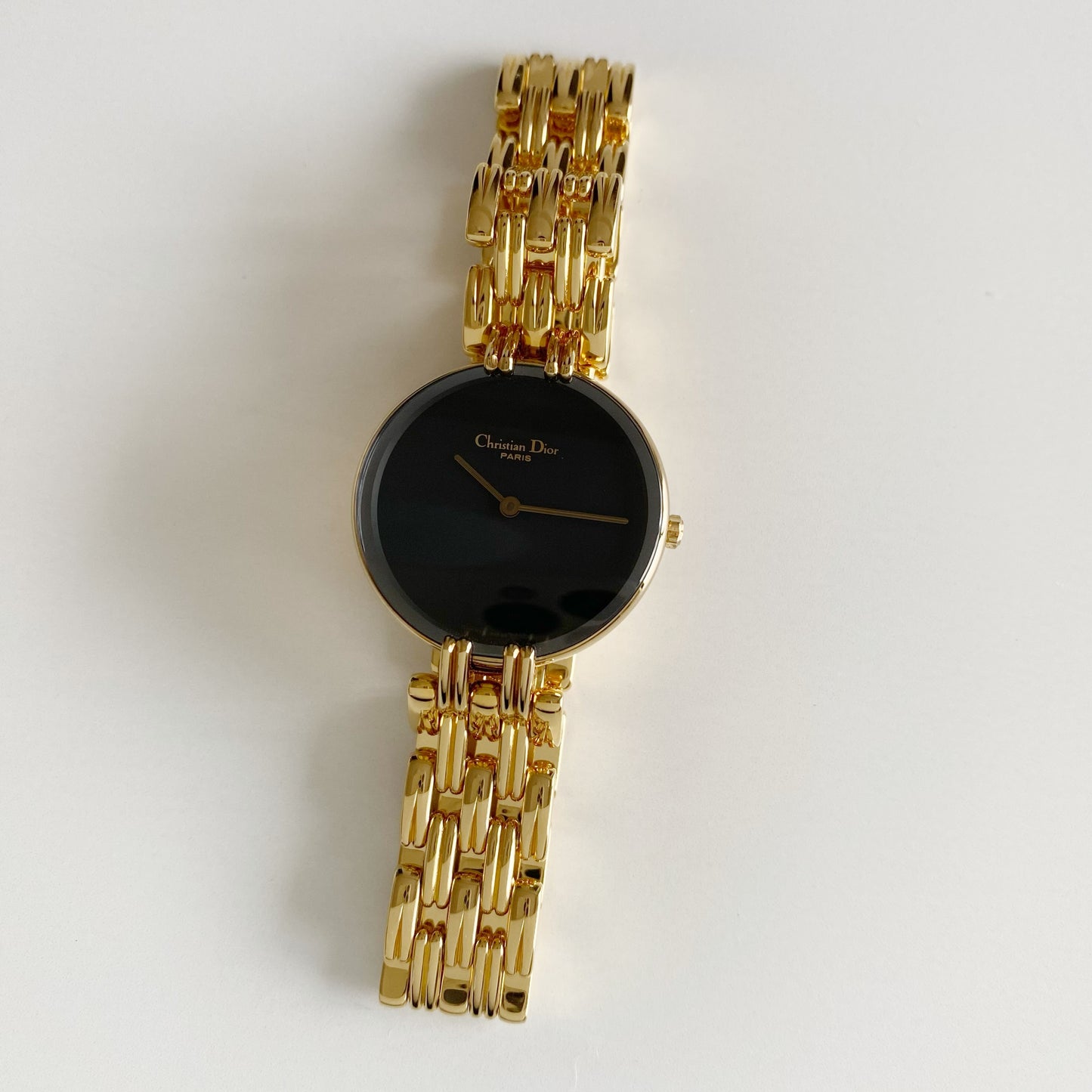 Dior 1990s Bagheera Gold Plated Round Watch
