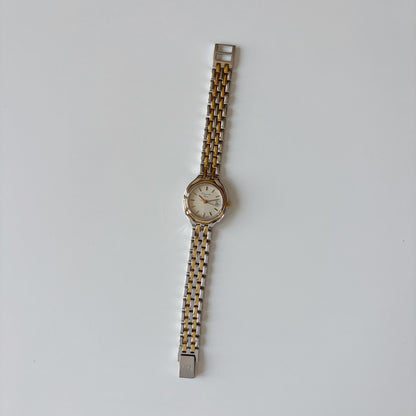 Dior 1990s Date Round Dial Two Tone Gold Plated Watch