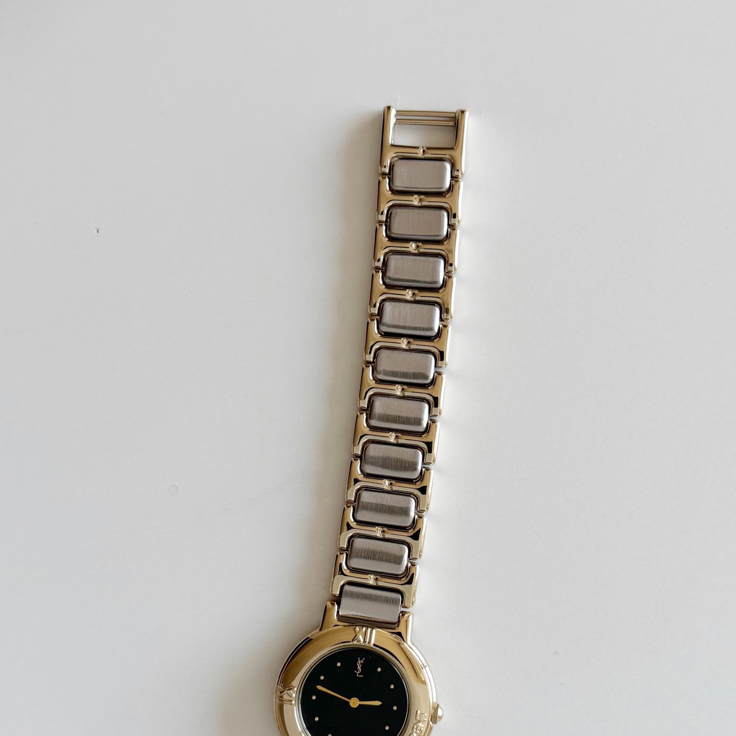 Yves Saint Laurent 1990s Black Dial Two Tone Watch