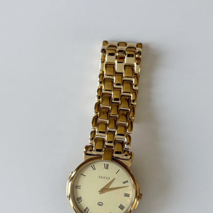 Gucci 1980s Round Dial Gold Plated Watch (Large)