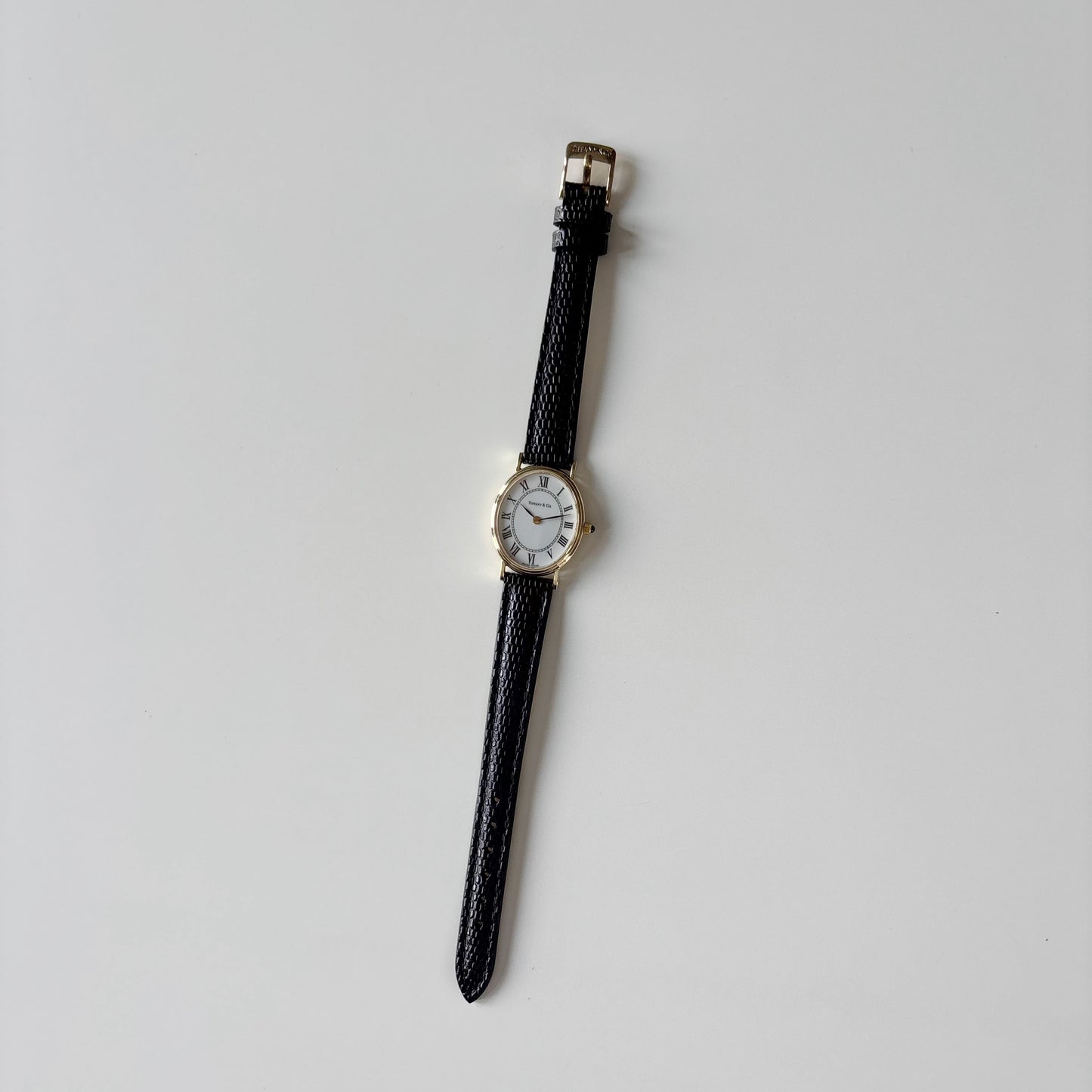 Tiffany 1990s Oval Dial 14K Case Watch