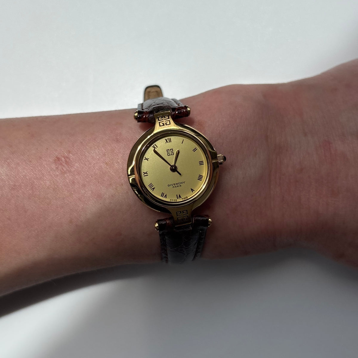 Givenchy 1990s Round Dial Gold Plated Watch